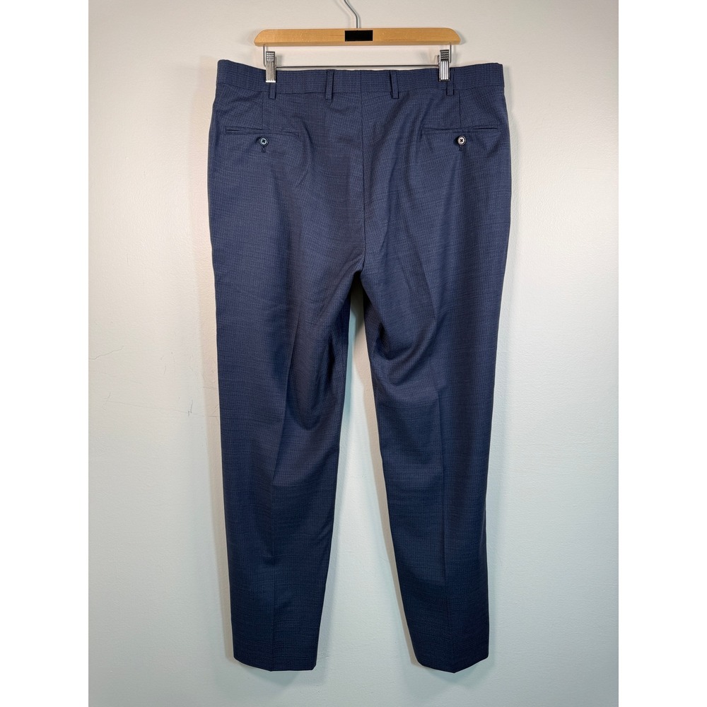 Brooks Brothers Mens 40x32 Regent Fit Blue Micro Check Lambswool Dress Pants - Picture 3 of 7